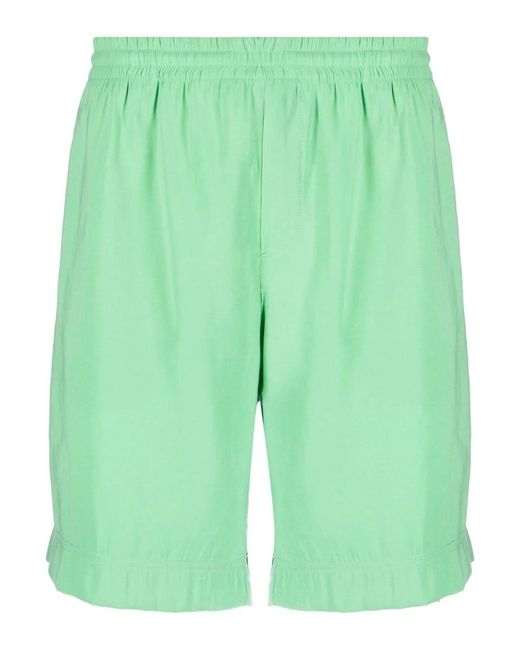 MSGM Green Bermuda With Logo Viscose Polyester Shirt for men