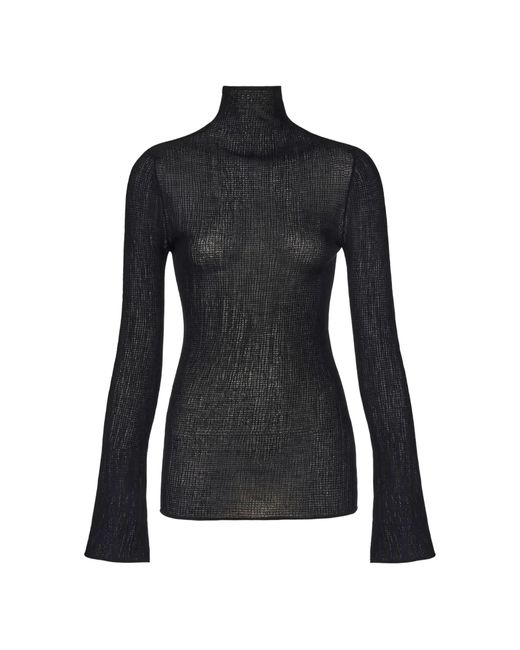 Ferragamo Black Long Sleeves Round-Neck