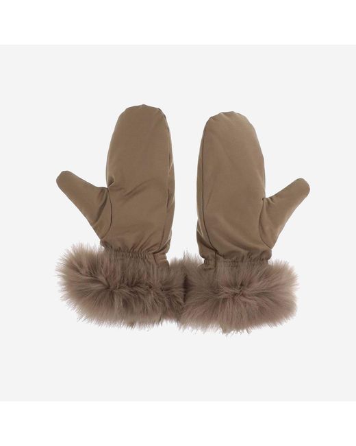 Yves Salomon Brown Wool Blend Gloves With Fox Fur