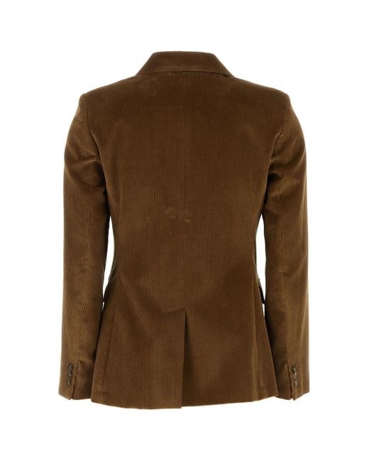 Weekend by Maxmara Brown Cotton Velvet Double-Breasted Blazer