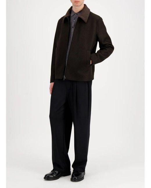 Harris Wharf London Black Veste Golf London En Laine Pressée Et Bouclette Brun Foncé Jacket for men