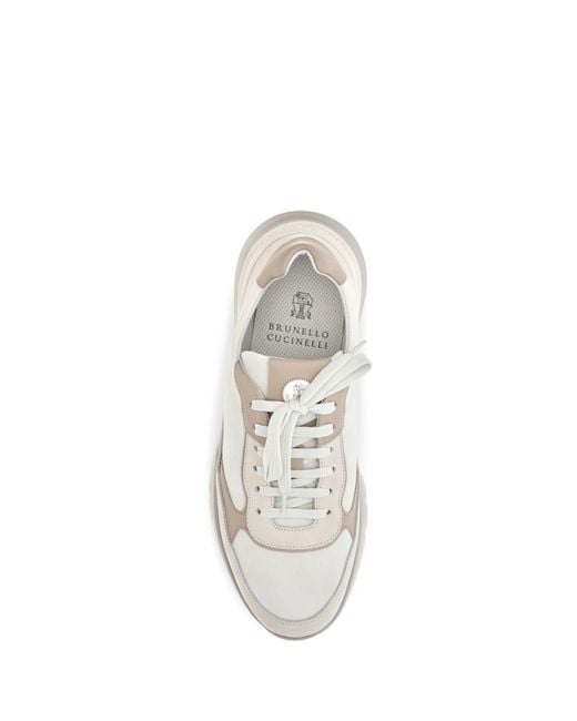 Brunello Cucinelli White Leather Sneakers for men