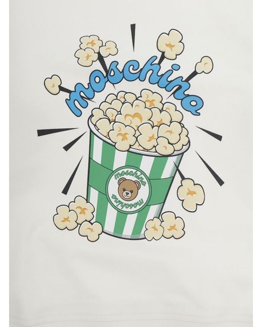 Moschino White Crewneck Sweatshirt Cotton Hoods & Sweatshirts for men