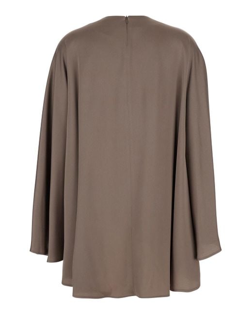 Semicouture Brown Crewneck Dress With Rear Concealed Zip Closure