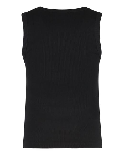 McQ Alexander McQueen Black Tank Top Ribbed Cotton Vests & Tops