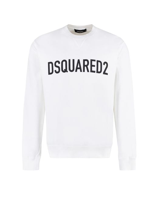 DSquared² White Cotton Sweatshirt Crew Neck Sweatshirts for men
