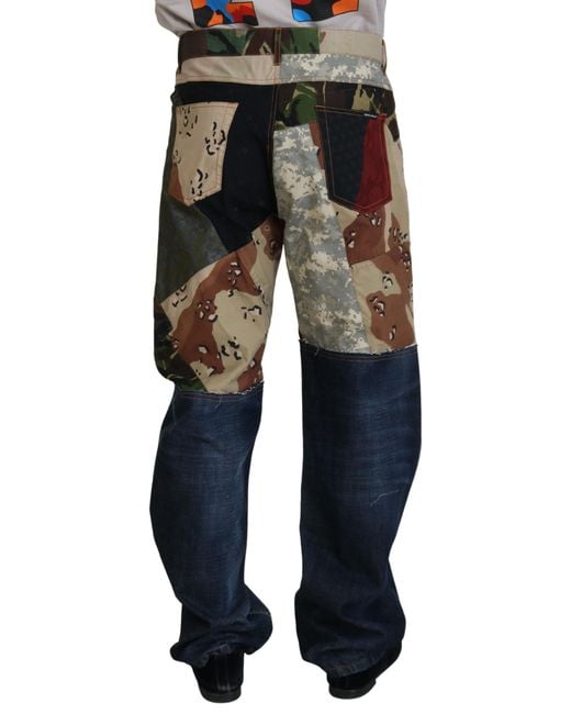Dolce & Gabbana Black Patchwork Jeans Multicamouflage for men