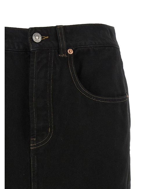 Saint Laurent Black Cotton Midi Skirt