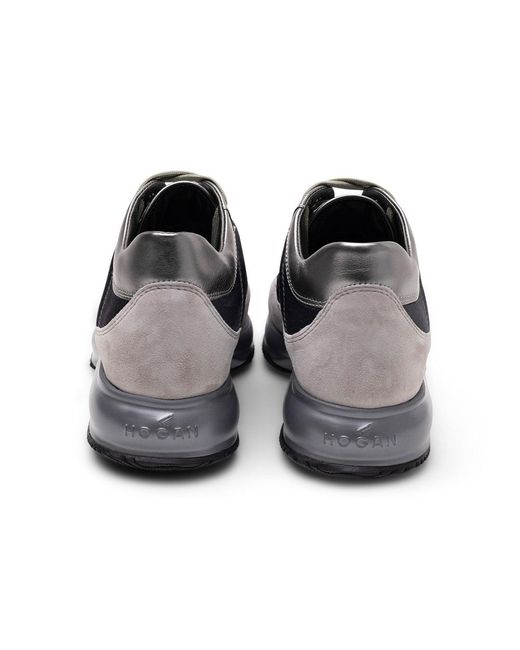 Hogan Black Interactive Allacciato Metallic-Panel Suede Sneakers