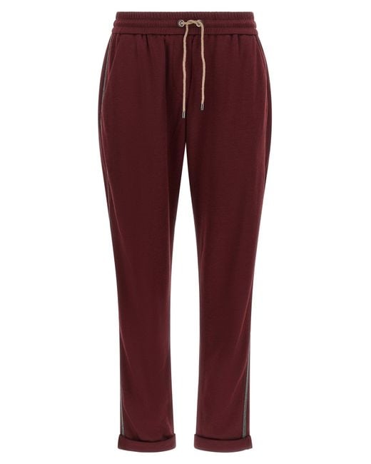 Brunello Cucinelli Red Cotton Joggers (Workout Pants)