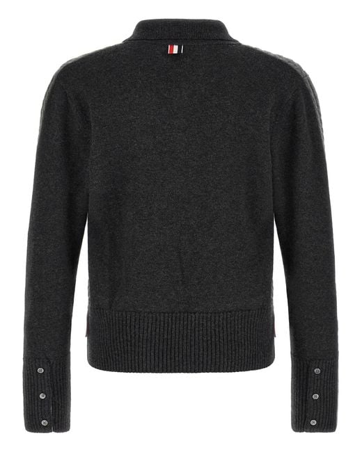 Thom Browne Gray Virgin Wool Polo Shirt for men
