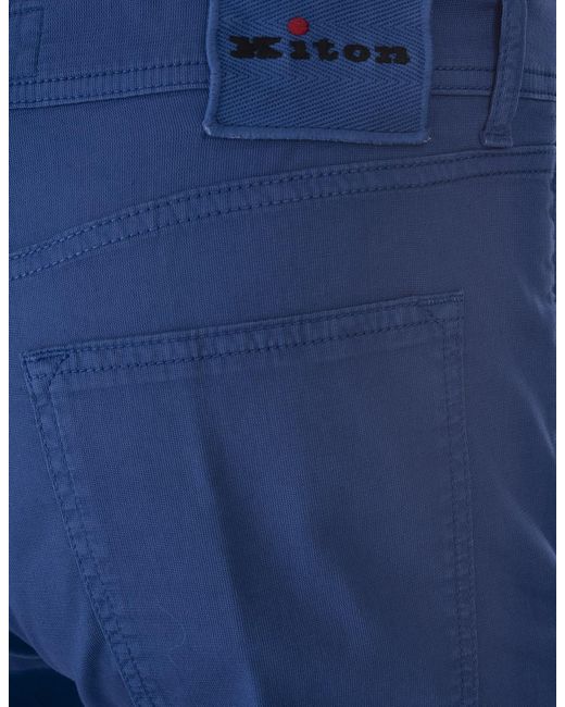Kiton Blue Cobalt 5 Pocket Straight Leg Trousers for men