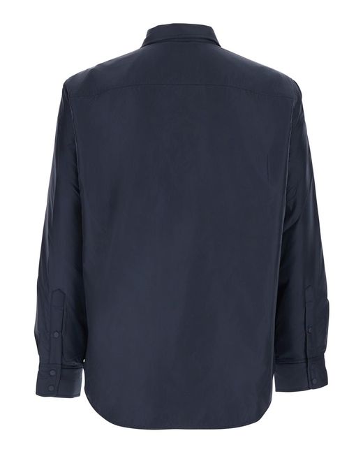 Aspesi Blue Jacket With Zip Tech Fabric, Polyamide Coat for men