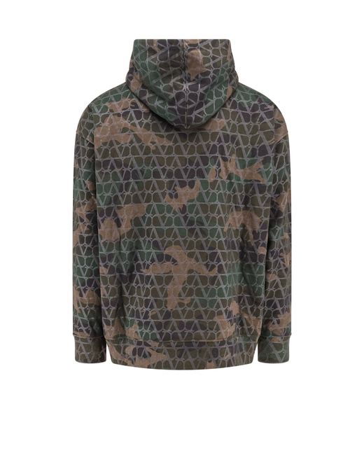 Valentino Gray Jersey Sweatshirt With Toile Iconographe Camouflage Print for men