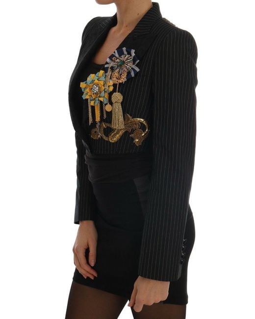 Dolce & Gabbana Black Crystal Blazer Jacket