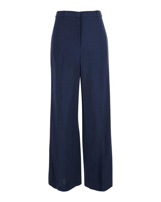 ..,merci Blue High-Waisted Pants With Side Pockets For Trousers