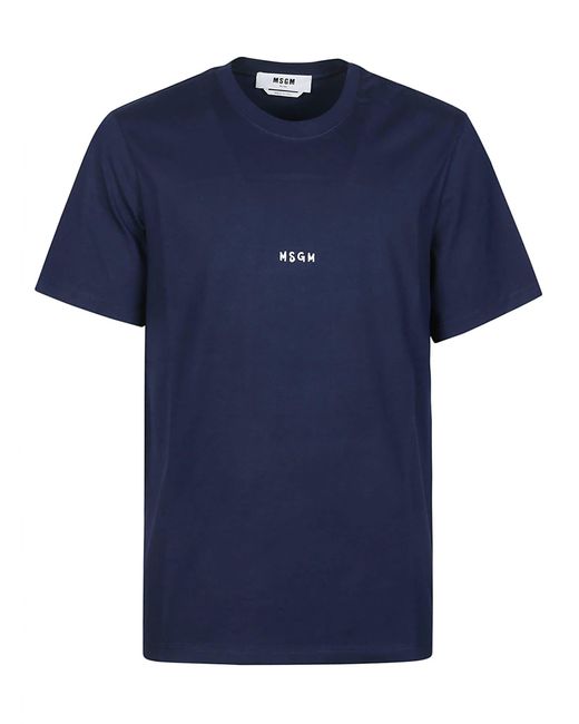 MSGM Blue Logo Print T-Shirt for men