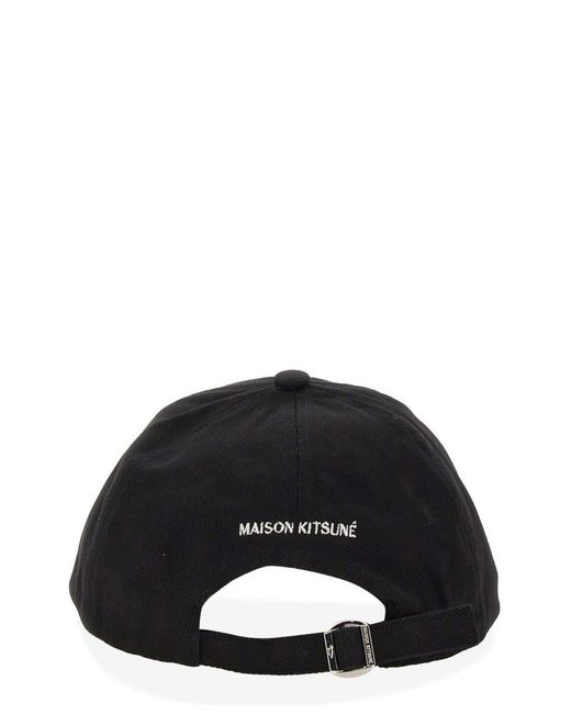 Maison Kitsuné Black Fox Head Baseball Hat for men