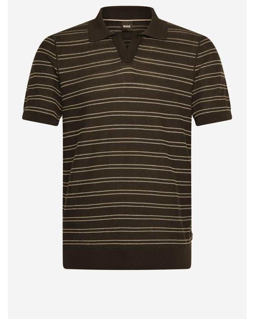 Boss Green Polo Shirt Striped Cotton-Blend for men