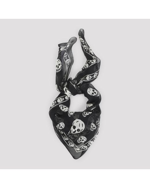 McQueen Metallic Skull Scarf Silk