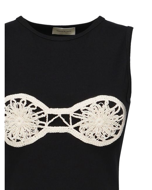 Magda Butrym Black Crochet Bra Tank Top