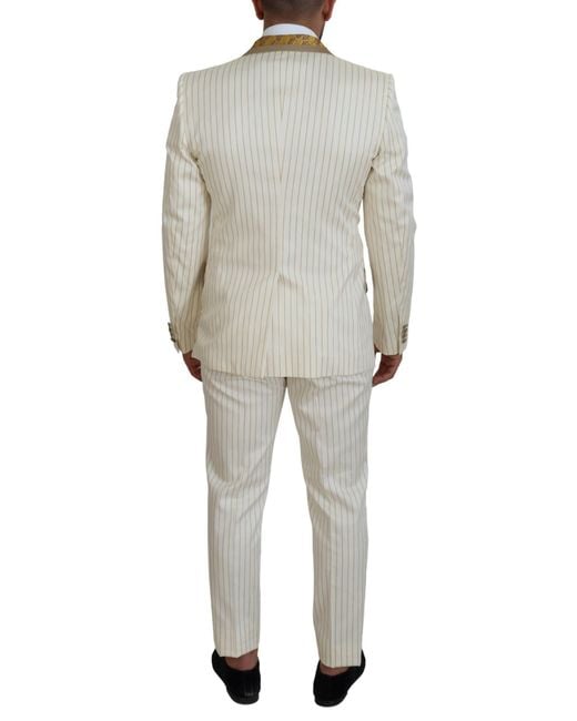 Dolce & Gabbana Black Striped Tuxedo Slim Fit Suit Cotton for men