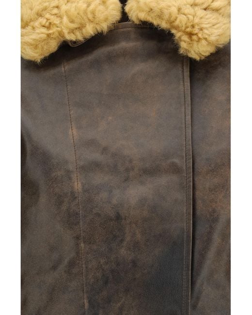 R13 Brown Leather Bomber Jacket Lamb Ovis Aries