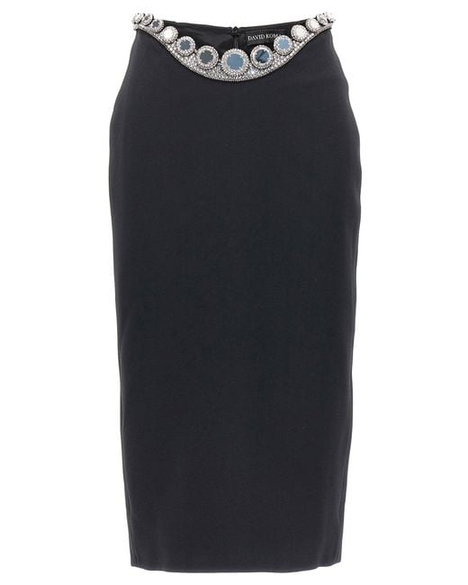 David Koma Black Circle Embroidery Jewel-Appliqué Skirt