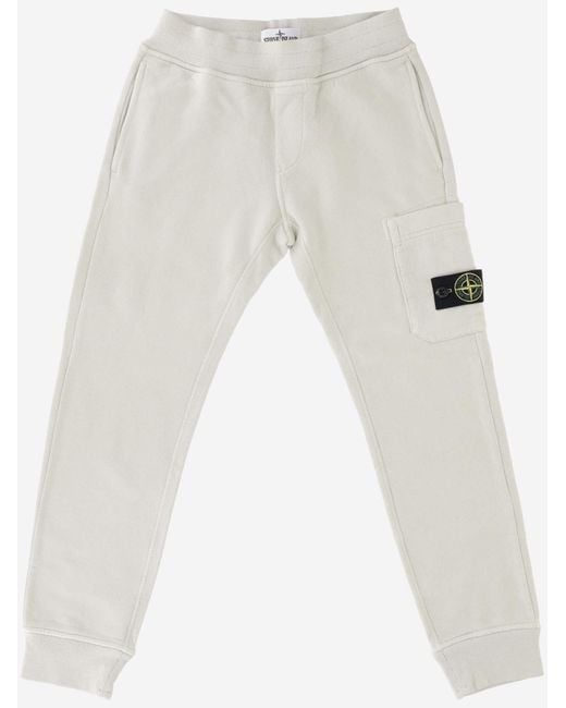 Stone Island White Kids Cotton Joggers Trousers for men