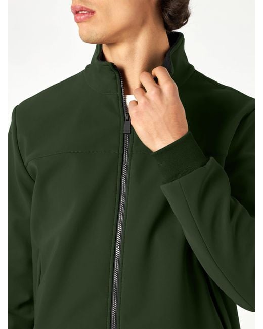 Mc2 Saint Barth Green Solid Military Mid Season Jacket With Red And White Tartan Print Lining for men