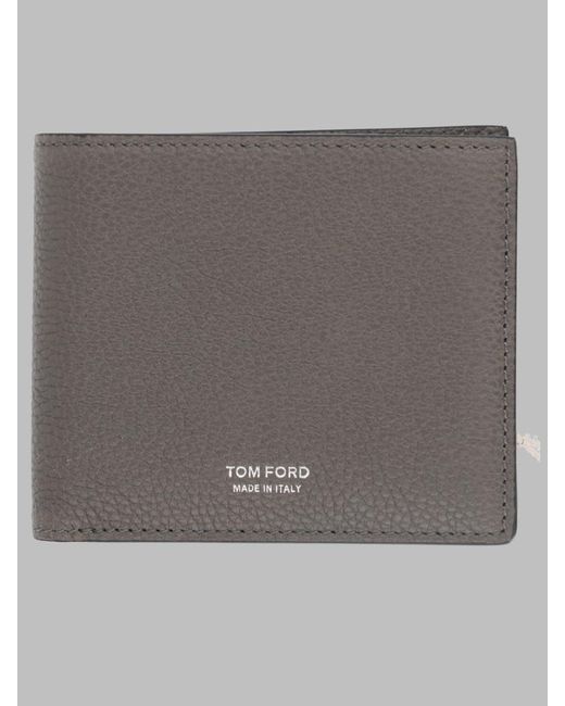 Tom Ford Gray Bi-Fold Wallet Calf Leather & Purses for men