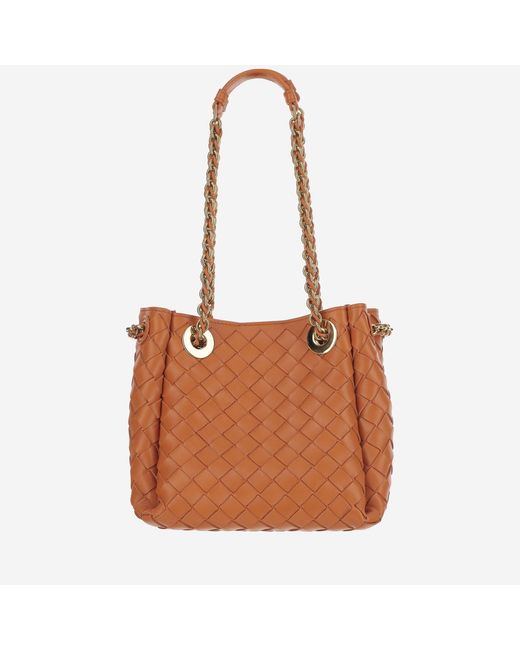 Bottega Veneta Brown Small Leather Parachute Bag Lambskin Shoulder