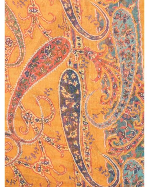 Etro Orange Printed Scarf Modal