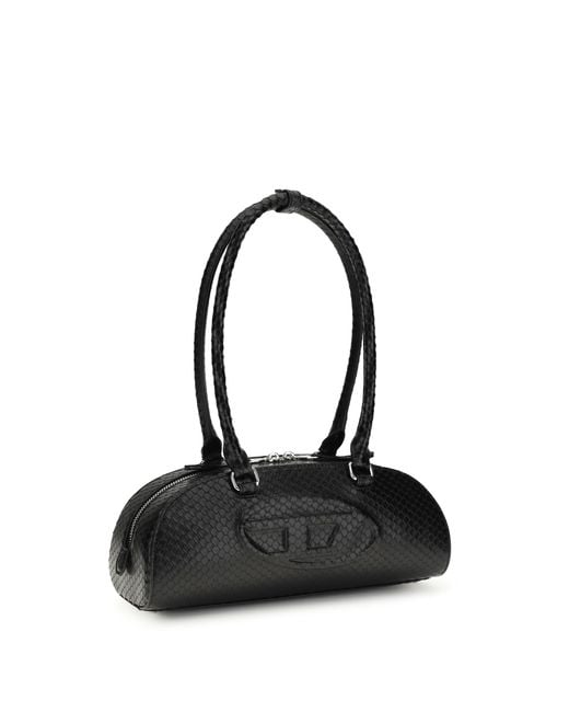 DIESEL Black 1Dr Dome Shoulder Bag Calf Leather Bos Taurus