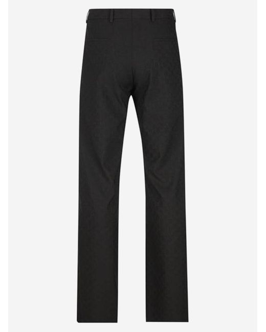 Gucci Black Gg Patterned Wool Blend Trousers for men