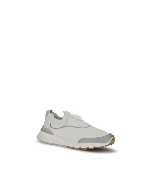 Brunello Cucinelli White Cotton Athletic Sneakers for men