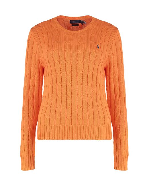 Polo Ralph Lauren Orange Cable Knit Sweater Cotton