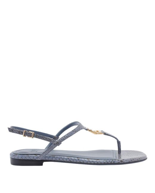 Fendi Blue Ffold Thong Sandals