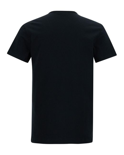 Versace Black Crewneck T-shirt With Medusa Logo Print In Stretch Cotton for men