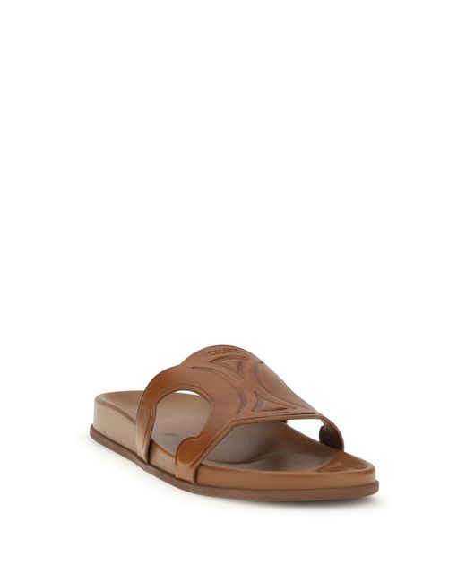 Céline White Slides Triomphe Upper: Calf Leather Sandal