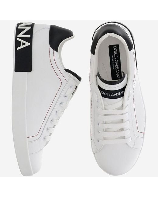 Dolce & Gabbana White Sneakers Portofino Calf Leather Trainers for men