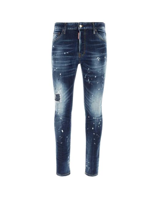 DSquared² Blue Cool Guy Mid-rise Embellished Distressed Jeans for men