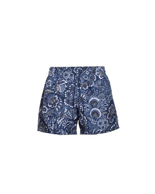 Etro Blue Floral Printed Drawstring Swim Shorts for men
