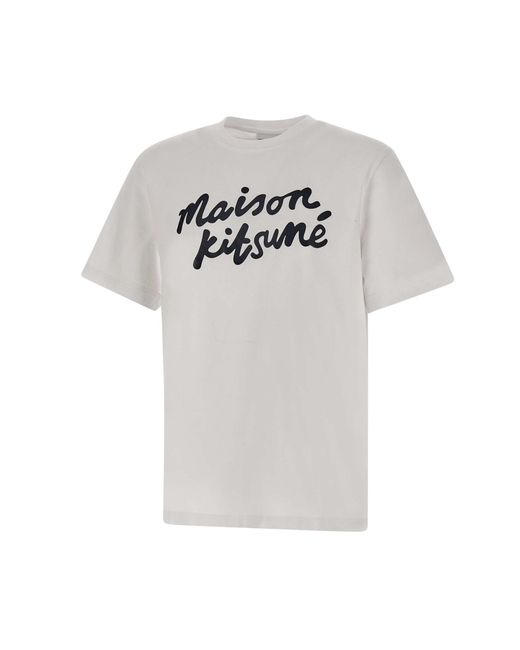 Maison Kitsuné Gray Cotton T-Shirt for men