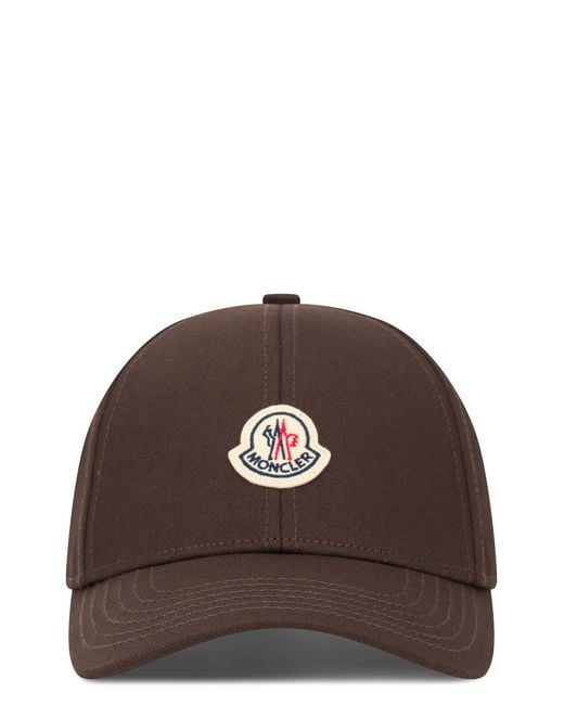 Moncler Brown Cap With Logo Cotton Hat for men