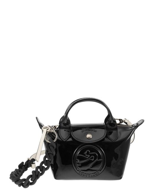 Longchamp Black Le Pliage Cuir - Xs Gloss Handbag