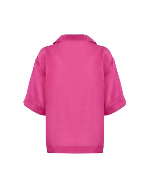 Max Mara Studio Pink Ramie Gauze T-Shirt