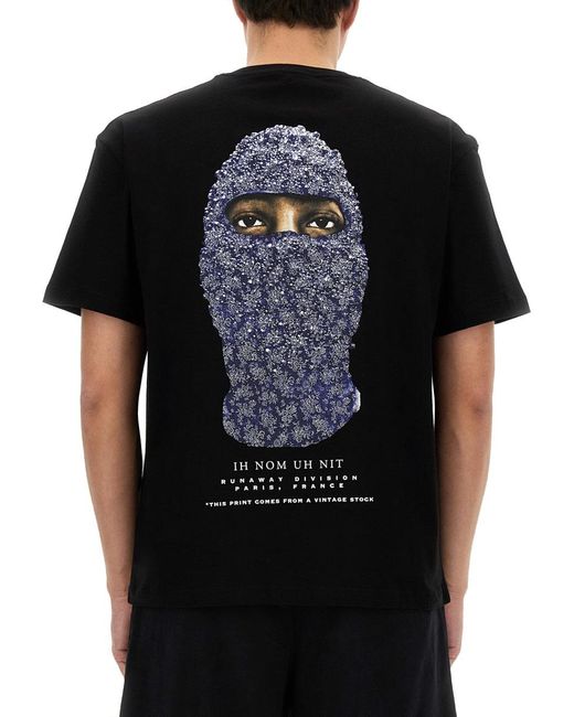 Ih Nom Uh Nit Black Multi Flower Mask T-Shirt for men