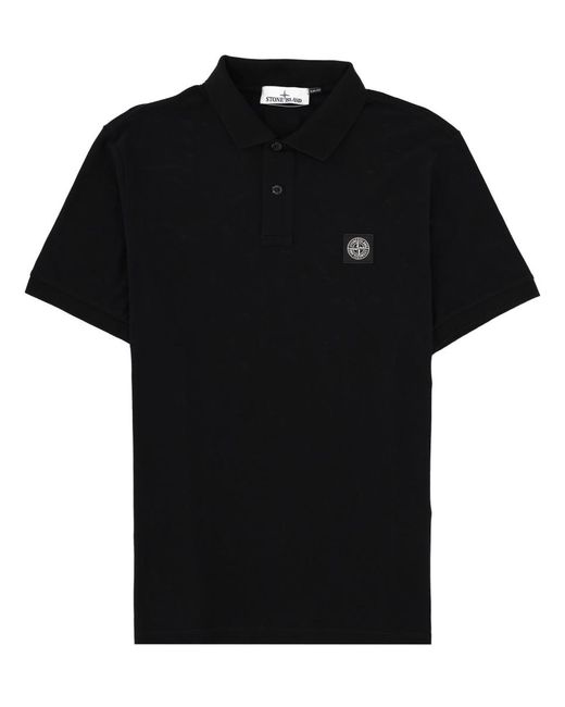 Stone Island Black Polo Shirt With Logo Cotton for men
