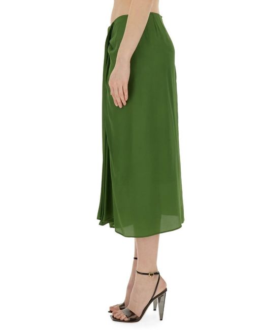Dries Van Noten Green Silk Blend Skirt